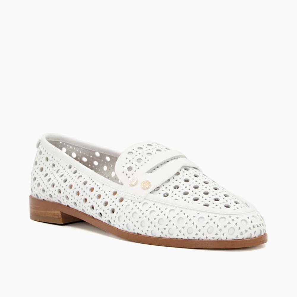 Dune London Glimmered Laser Cut Loafer ‎ In White Size 38 - Picture 3 of 15